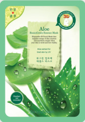 Зволожуюча 3D маска для обличчя з алое Beauugreen 3D Aloe Essence Mask, 10 шт