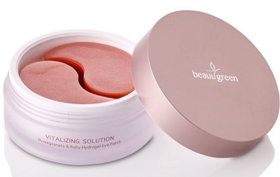 Поживні гідрогелеві патчі з екстрактом граната та рубіновою пудрою великі Beauugreen Pomegranate&Ruby Hydrogel Eye Patch (Big Type), 60 шт