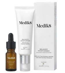 Зволожуючий крем для проблемної шкіри з пребіотиками та активатор із гліколевою кислотою Medik8 Balance Moisturiser with Glycolic Acid Activator, 50 мл+5 мл