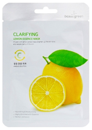 Очищающая тканевая маска для лица c экстрактом лимона Beauugreen Premium Lemon Essence Mask, 10 шт