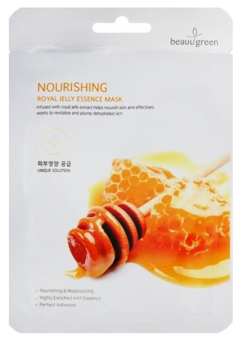 Питательная тканевая маска для лица с маточным молочком Beauugreen Premium Royal jelly Essence Mask, 10 шт
