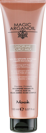 Молочко для гладкості кучерявого та неслухняного волосся Nook Magic Arganoil Disciplining Curly Milk, 150 ml